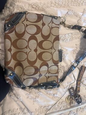 Coach Brown & Tan Signature Canvas Shoulder Bag